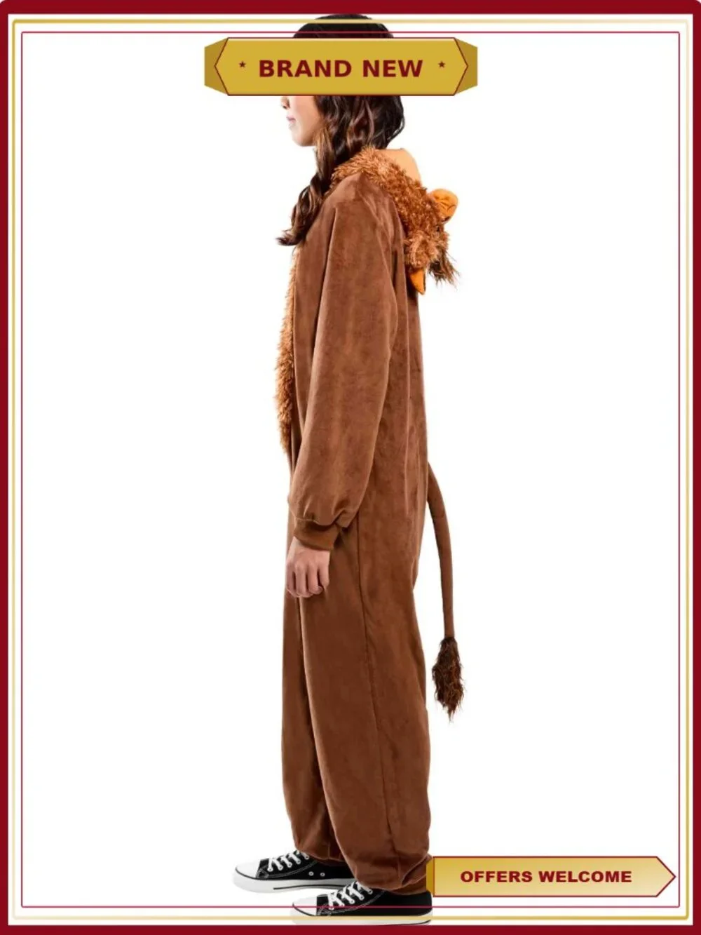 Highland Cow Costume Hooded Jumpsuit Kids Size L Halloween Pretend Play
